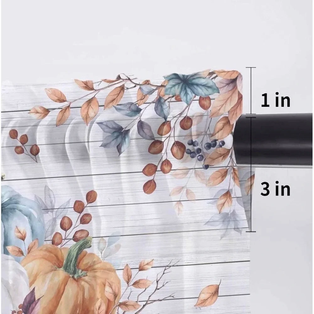 Autumn Pumpkin Chiffon Sheer Window Valance 54x18 Fall Farmhouse